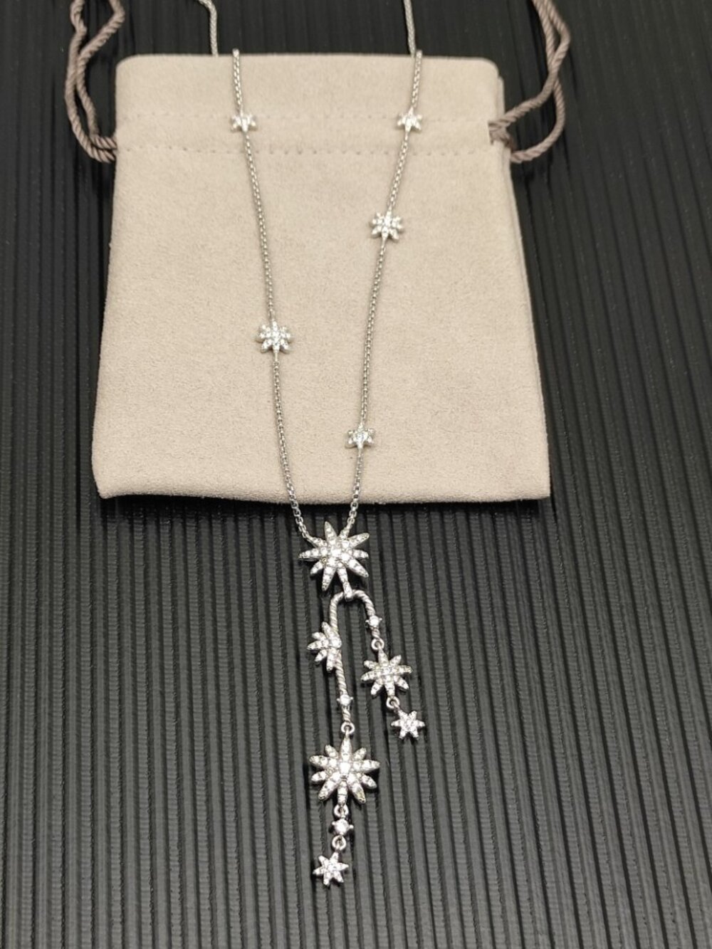 David Yurman Silver Starburst Cluster Necklace - Picture 2 of 5
